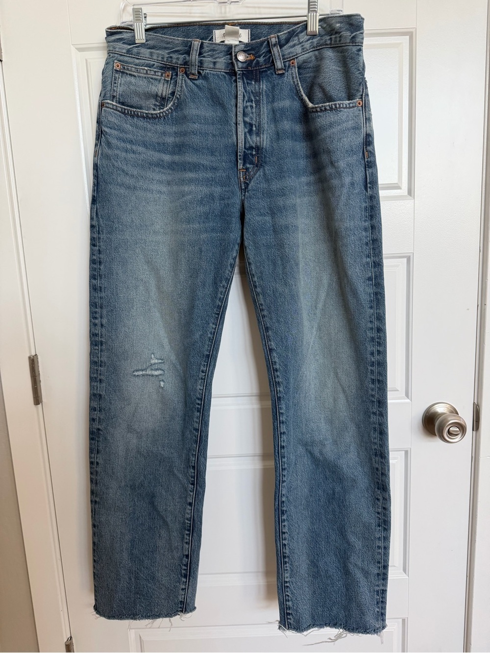 Madewell The Dean Easy Straight Jean 28 Button Fly Raw Hem 100% Cotton